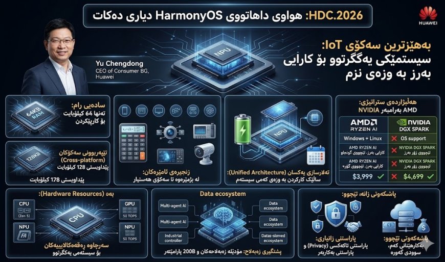 هواوی هاوکێشەکانی گۆڕی: کارکردنی سیستەمی HarmonyOS لە ناو ڕامێکی ٦٤ کیلۆبایتیدا!